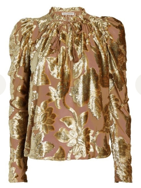 Ulla Johnson Tops - Ulla Johnson Camilla Velvet Devore Rose Gold Metallic Floral Burnout Top Size 4